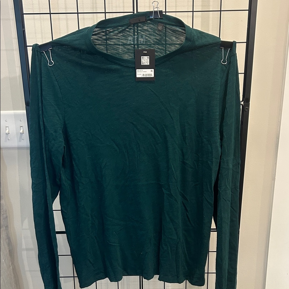 NWT ATM Anthony Thomas Melillo Dark Green Long Sleeve Tee